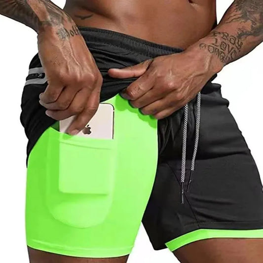 Pantalones cortos deportivos para hombre ropa deportiva fresca de dos pisos