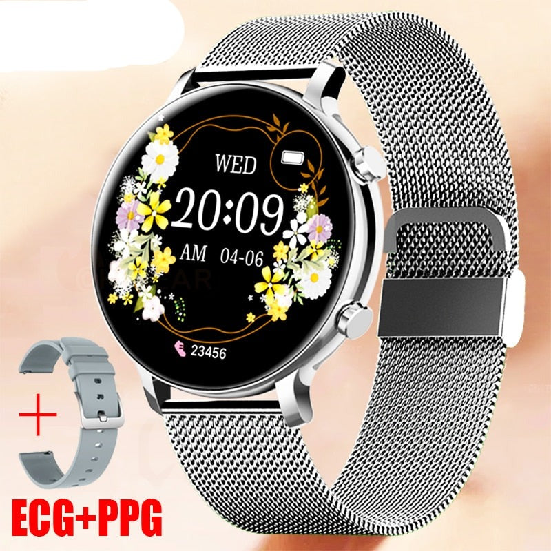 Relógio Inteligente de chamada Bluetooth feminino ECG+PPG smartwatch-ChiBear - A.S Foco