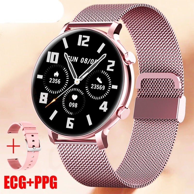 Relógio Inteligente de chamada Bluetooth feminino ECG+PPG smartwatch-ChiBear - A.S Foco