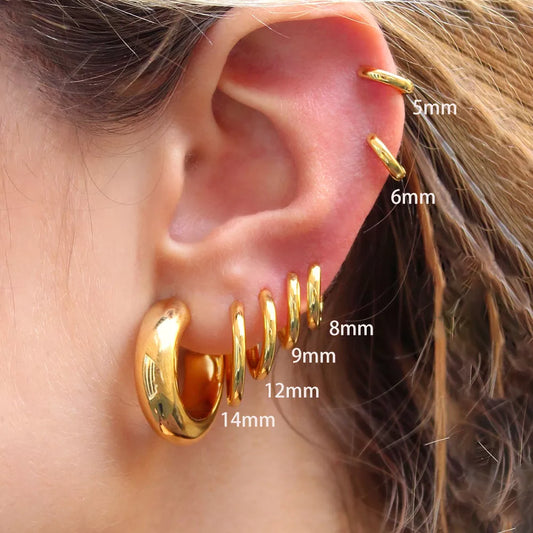 Huggie Small Hoop Earrings For Women Round Circle Punk Unisex