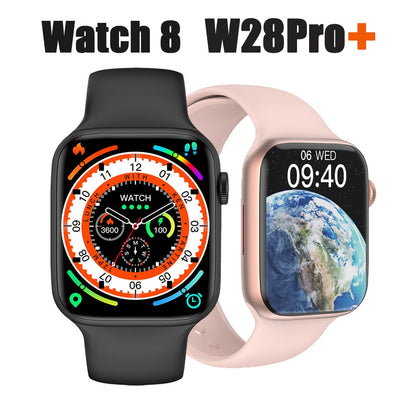 Relógio Inteligente Série 8 W28 Pro + Masculino Feminino Chamada Bluetooth Carregamento sem fio Discagem Personalizada Smartwatch Suporte NFC Siri - A.S Foco